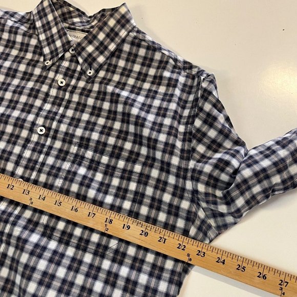 Billy Reid  Standard Cut Navy Plaid Button Down Long Sleeve Shirt Mens Sz Large - Picture 5 of 7